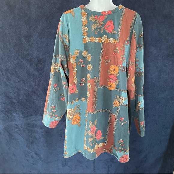 Denim&Co blue and burnt orange tunic size 3XL - Picture 7 of 8